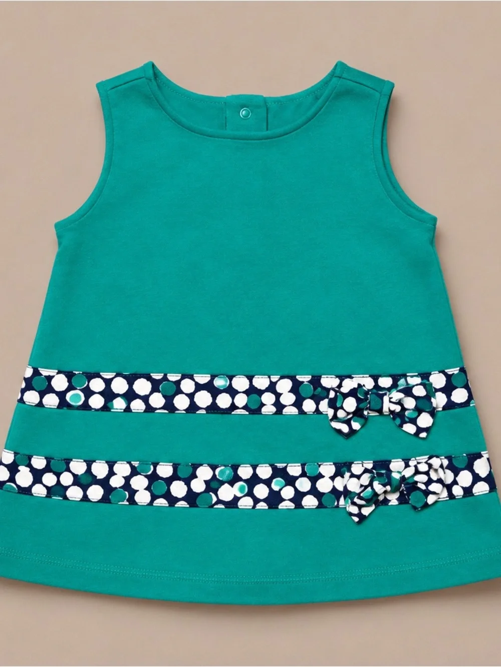 Gymboree Teal Dress with Navy & White Polka Dot Bloomers